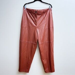 Worthington Spiced Brown Tapered Straight Leg Casual Pleather Pants Size 16